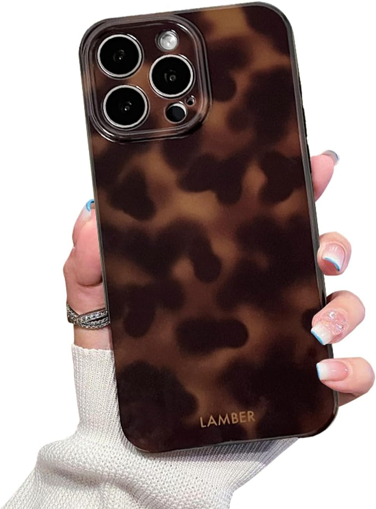 Cute Phone Case for iPhone 16 Pro Case Amber Leopard Full Camera Protective Slim Shockproof Aesthetic-Brown Amber