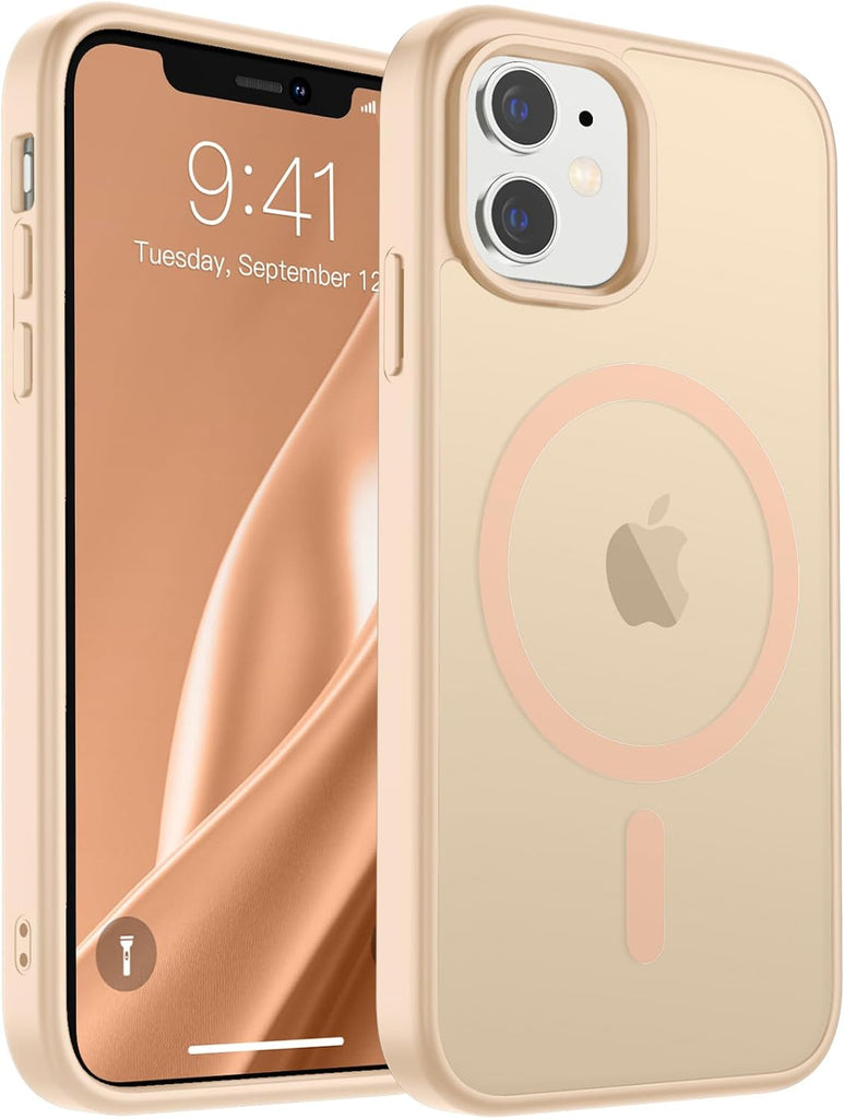 SUPFINE Magnetic for iPhone 14 Case & iPhone 13 Case (Compatible with MagSafe)(Military Grade Drop Protection) Translucent Matte Shockproof Phone Cover,Black