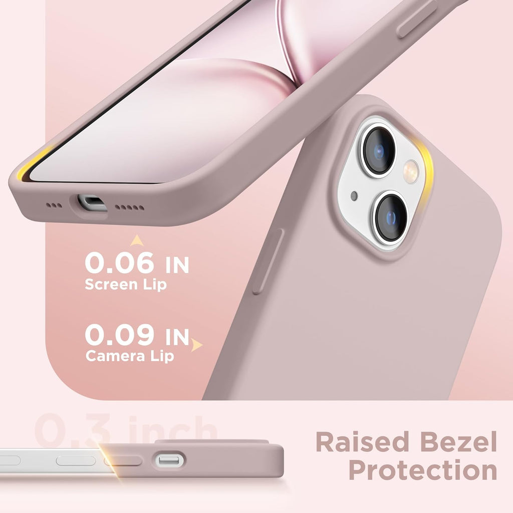 GolbinBox Magnetic for iPhone 13 Case & iPhone 14 Case, Compatible with MagSafe, [Soft Anti-Scratch Microfiber Lining], Slim Liquid Silicone Shockproof Protective Phone Case 6.1 inch, Chalk Pink