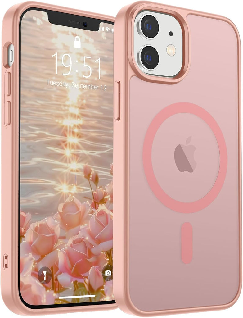 SUPFINE Magnetic for iPhone 14 Case & iPhone 13 Case (Compatible with MagSafe)(Military Grade Drop Protection) Translucent Matte Shockproof Phone Cover,Black