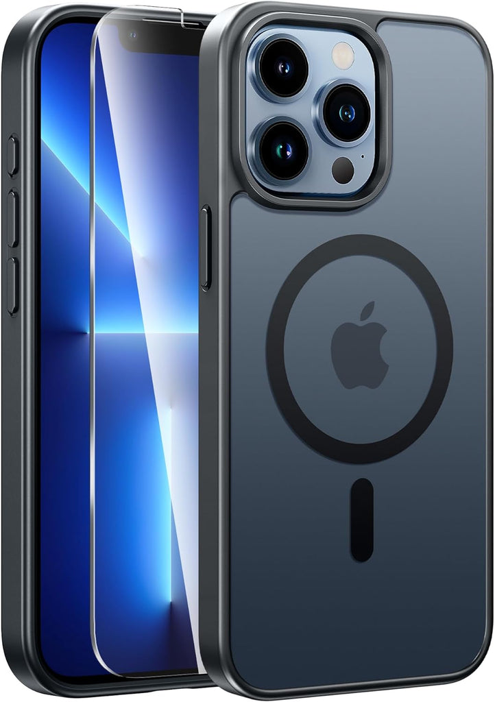 FNTCASE for iPhone 15 Case: for iPhone 14 & iPhone 13 Case | Magnetic Frosted Translucent Slim Shockproof Cell Phone Cover | Military Grade Protection Drop Proof Tough Protective Cases-LightPink 6.1”