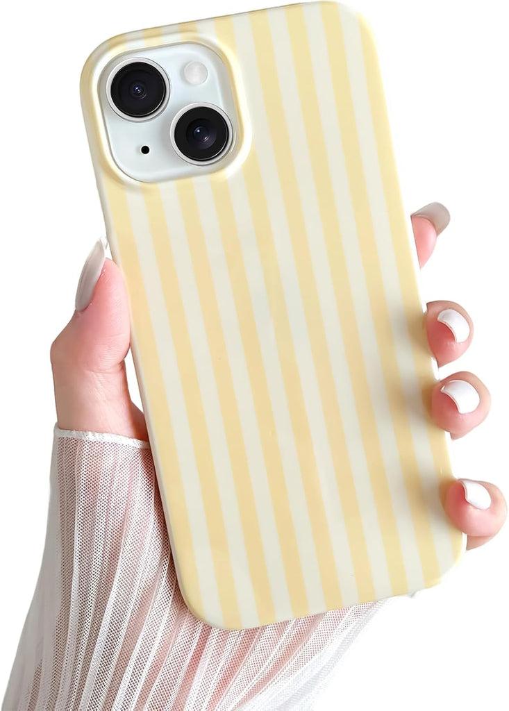 Yeddabox for iPhone 14 Case Cute Striped Phone Case Soft TPU Slim Shockproof Phone Cover for Women Girls, Blue and White