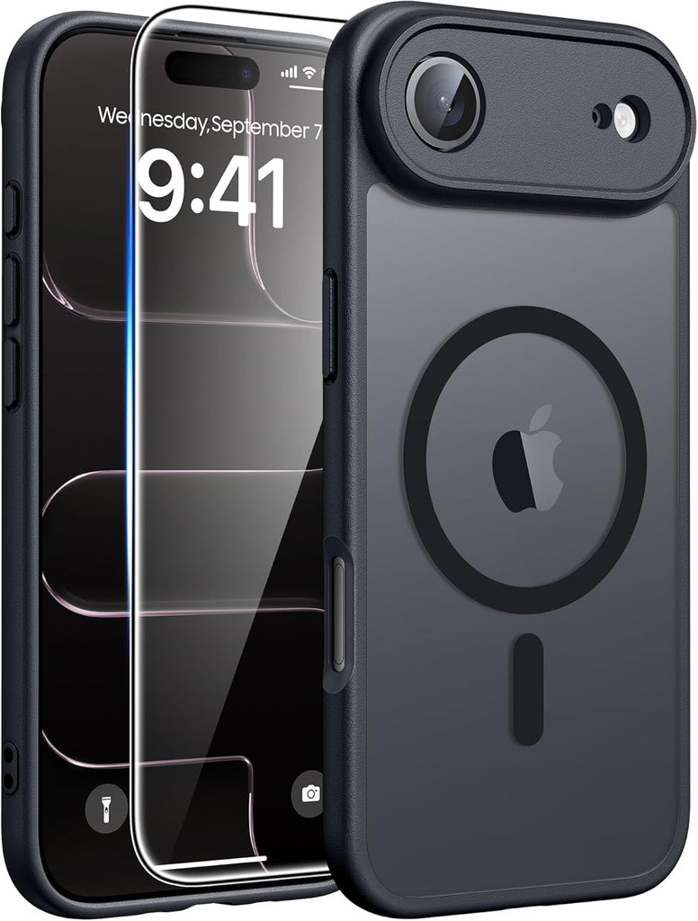 FNTCASE for iPhone 15 Case: for iPhone 14 & iPhone 13 Case | Magnetic Frosted Translucent Slim Shockproof Cell Phone Cover | Military Grade Protection Drop Proof Tough Protective Cases-LightPink 6.1”