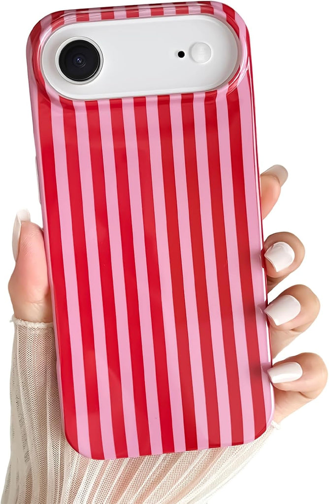 Yeddabox for iPhone 14 Case Cute Striped Phone Case Soft TPU Slim Shockproof Phone Cover for Women Girls, Blue and White