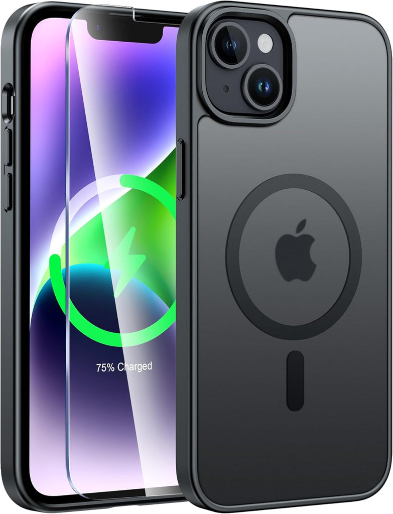 FNTCASE for iPhone 15 Case: for iPhone 14 & iPhone 13 Case | Magnetic Frosted Translucent Slim Shockproof Cell Phone Cover | Military Grade Protection Drop Proof Tough Protective Cases-LightPink 6.1”