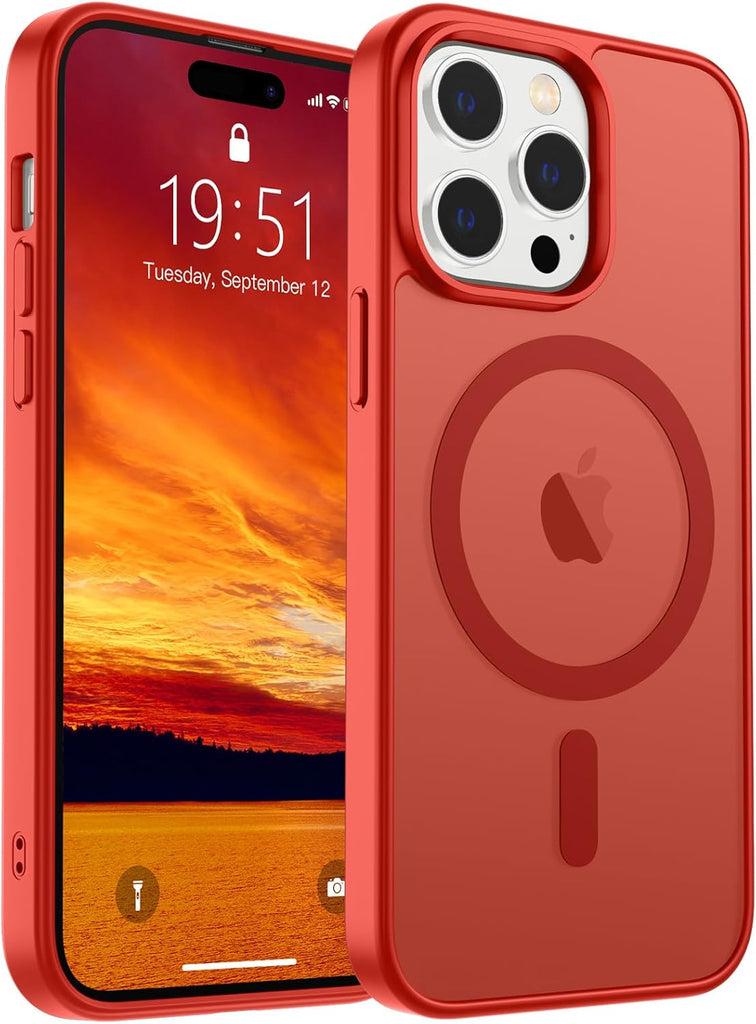 SUPFINE Magnetic for iPhone 14 Case & iPhone 13 Case (Compatible with MagSafe)(Military Grade Drop Protection) Translucent Matte Shockproof Phone Cover,Black