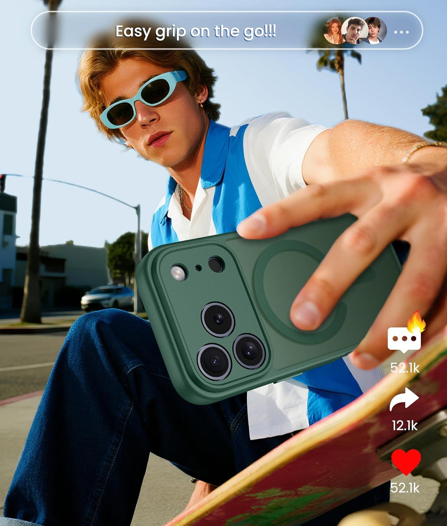 FNTCASE for iPhone 15 Case: for iPhone 14 & iPhone 13 Case | Magnetic Frosted Translucent Slim Shockproof Cell Phone Cover | Military Grade Protection Drop Proof Tough Protective Cases-LightPink 6.1”