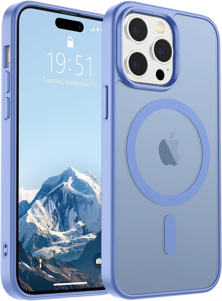 SUPFINE Magnetic for iPhone 14 Case & iPhone 13 Case (Compatible with MagSafe)(Military Grade Drop Protection) Translucent Matte Shockproof Phone Cover,Black