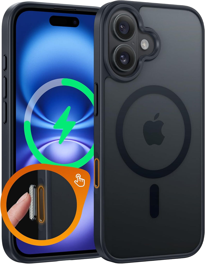 FNTCASE for iPhone 15 Case: for iPhone 14 & iPhone 13 Case | Magnetic Frosted Translucent Slim Shockproof Cell Phone Cover | Military Grade Protection Drop Proof Tough Protective Cases-LightPink 6.1”