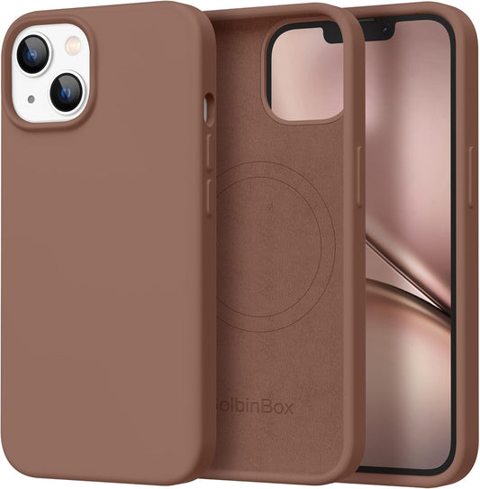 GolbinBox Magnetic for iPhone 13 Case & iPhone 14 Case, Compatible with MagSafe, [Soft Anti-Scratch Microfiber Lining], Slim Liquid Silicone Shockproof Protective Phone Case 6.1 inch, Chalk Pink