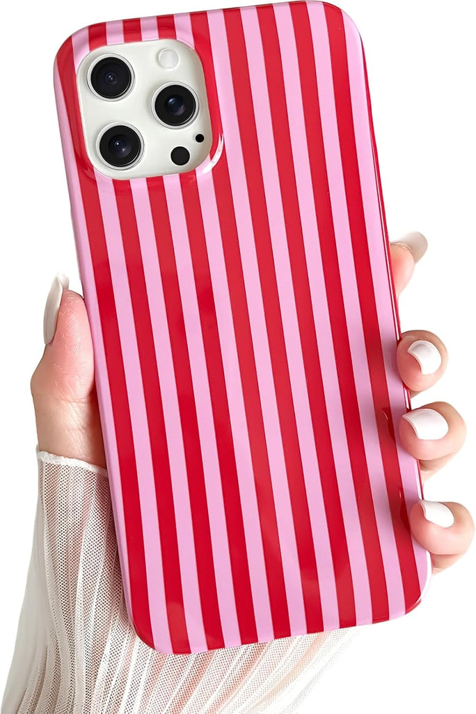 Yeddabox for iPhone 14 Case Cute Striped Phone Case Soft TPU Slim Shockproof Phone Cover for Women Girls, Blue and White