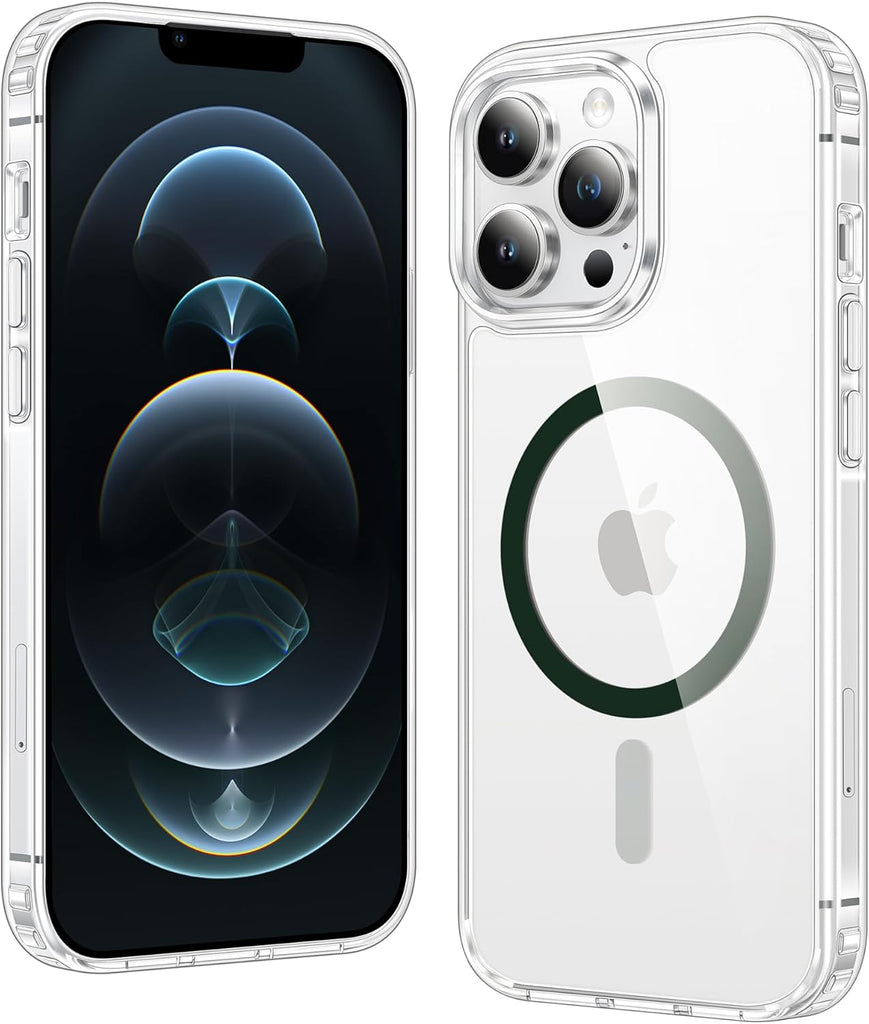 FNTCASE for iPhone 15 Case Clear: iPhone 14/13 Case Magnetic Phone Cases with Screen Protector Compatible with Magsafe Slim Anti Yellowing Rugged Protective Transparent Cell Cover (A-Clear)