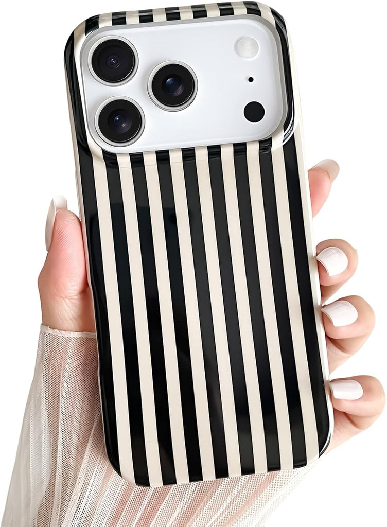 Yeddabox for iPhone 14 Case Cute Striped Phone Case Soft TPU Slim Shockproof Phone Cover for Women Girls, Blue and White