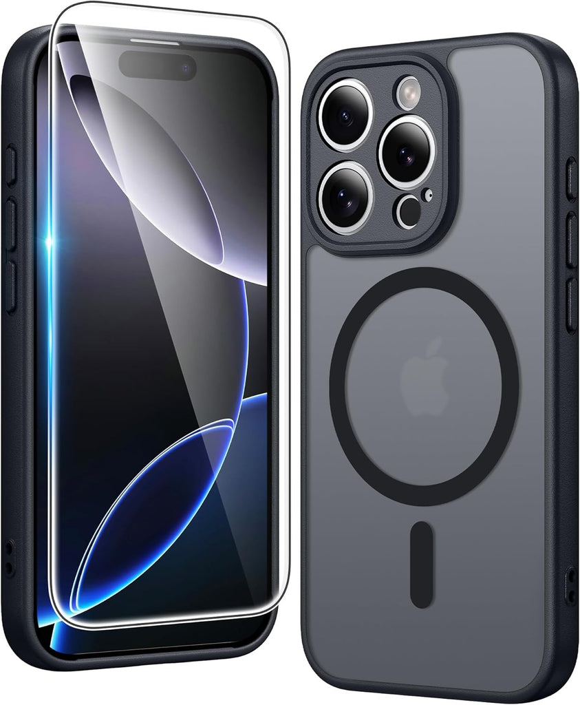 FNTCASE for iPhone 15 Case Clear: iPhone 14/13 Case Magnetic Phone Cases with Screen Protector Compatible with Magsafe Slim Anti Yellowing Rugged Protective Transparent Cell Cover (A-Clear)