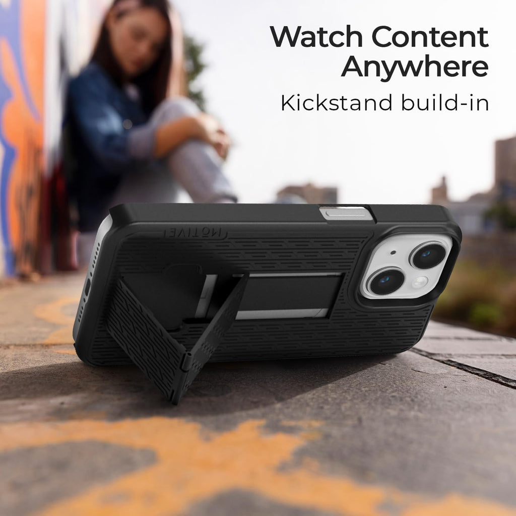 MOTIVE for iPhone 16 Holster Case, Belt Clip Case for Apple iPhone 16, Shell Holster Combo 16, Slim Rugged Drop Shockproof Protective Cover with Kickstand (6.1") | Ranger Series