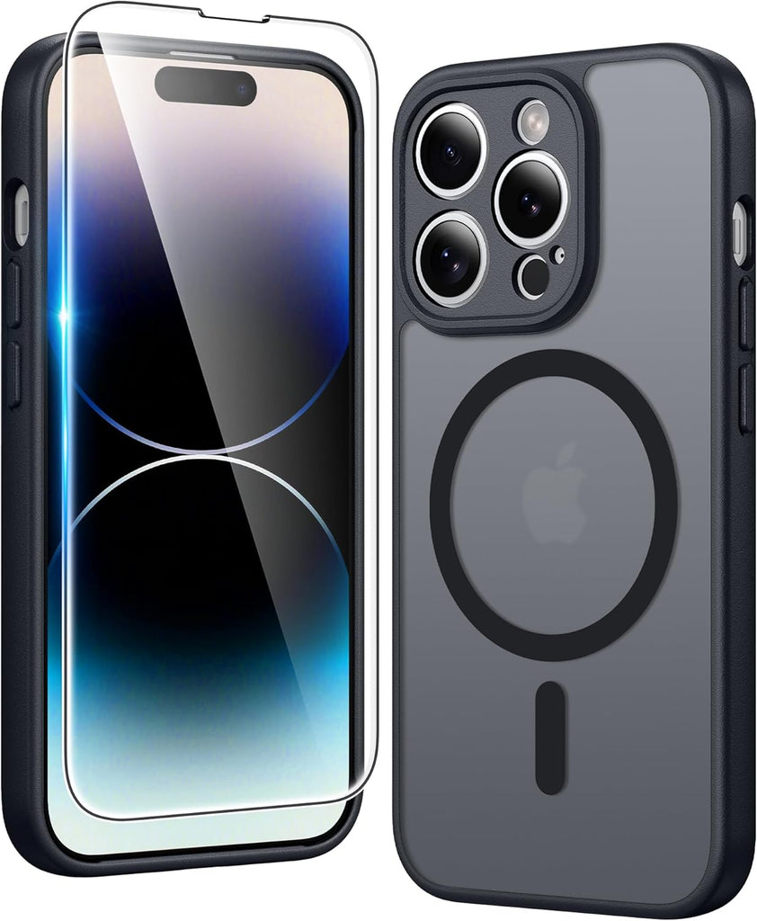 FNTCASE for iPhone 15 Case Clear: iPhone 14/13 Case Magnetic Phone Cases with Screen Protector Compatible with Magsafe Slim Anti Yellowing Rugged Protective Transparent Cell Cover (A-Clear)