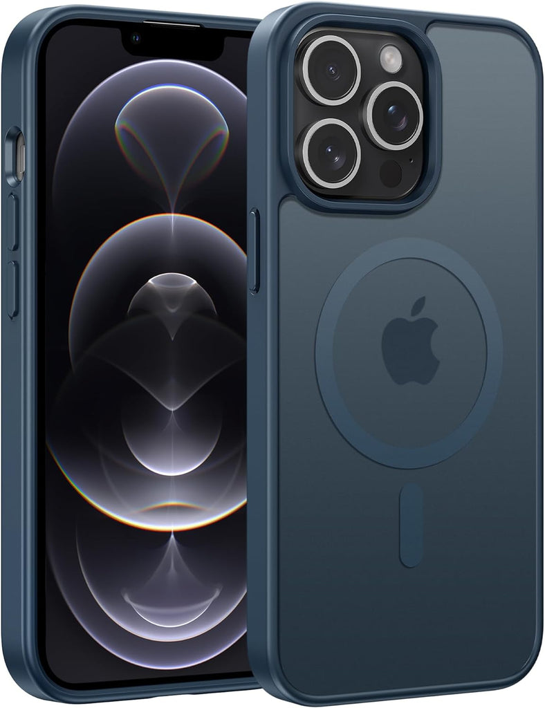 FNTCASE for iPhone 15 Case: for iPhone 14 & iPhone 13 Case | Magnetic Frosted Translucent Slim Shockproof Cell Phone Cover | Military Grade Protection Drop Proof Tough Protective Cases-LightPink 6.1”