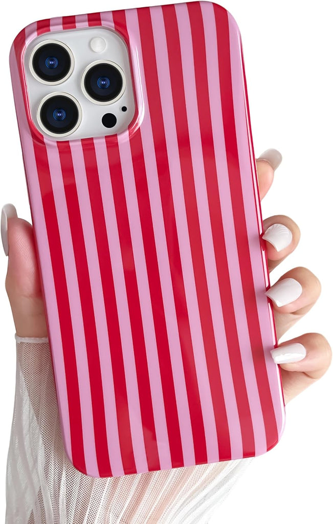 Yeddabox for iPhone 14 Case Cute Striped Phone Case Soft TPU Slim Shockproof Phone Cover for Women Girls, Blue and White