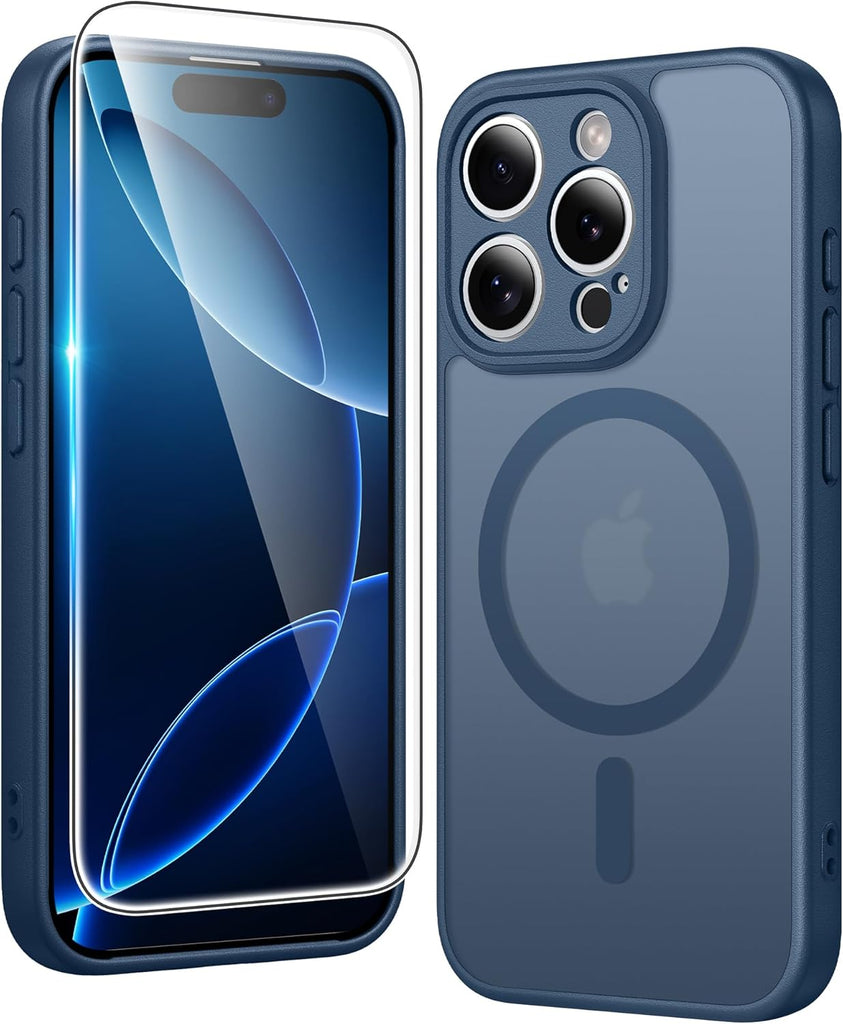 FNTCASE for iPhone 15 Case Clear: iPhone 14/13 Case Magnetic Phone Cases with Screen Protector Compatible with Magsafe Slim Anti Yellowing Rugged Protective Transparent Cell Cover (A-Clear)