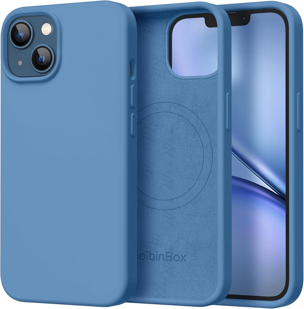 GolbinBox Magnetic for iPhone 13 Case & iPhone 14 Case, Compatible with MagSafe, [Soft Anti-Scratch Microfiber Lining], Slim Liquid Silicone Shockproof Protective Phone Case 6.1 inch, Chalk Pink