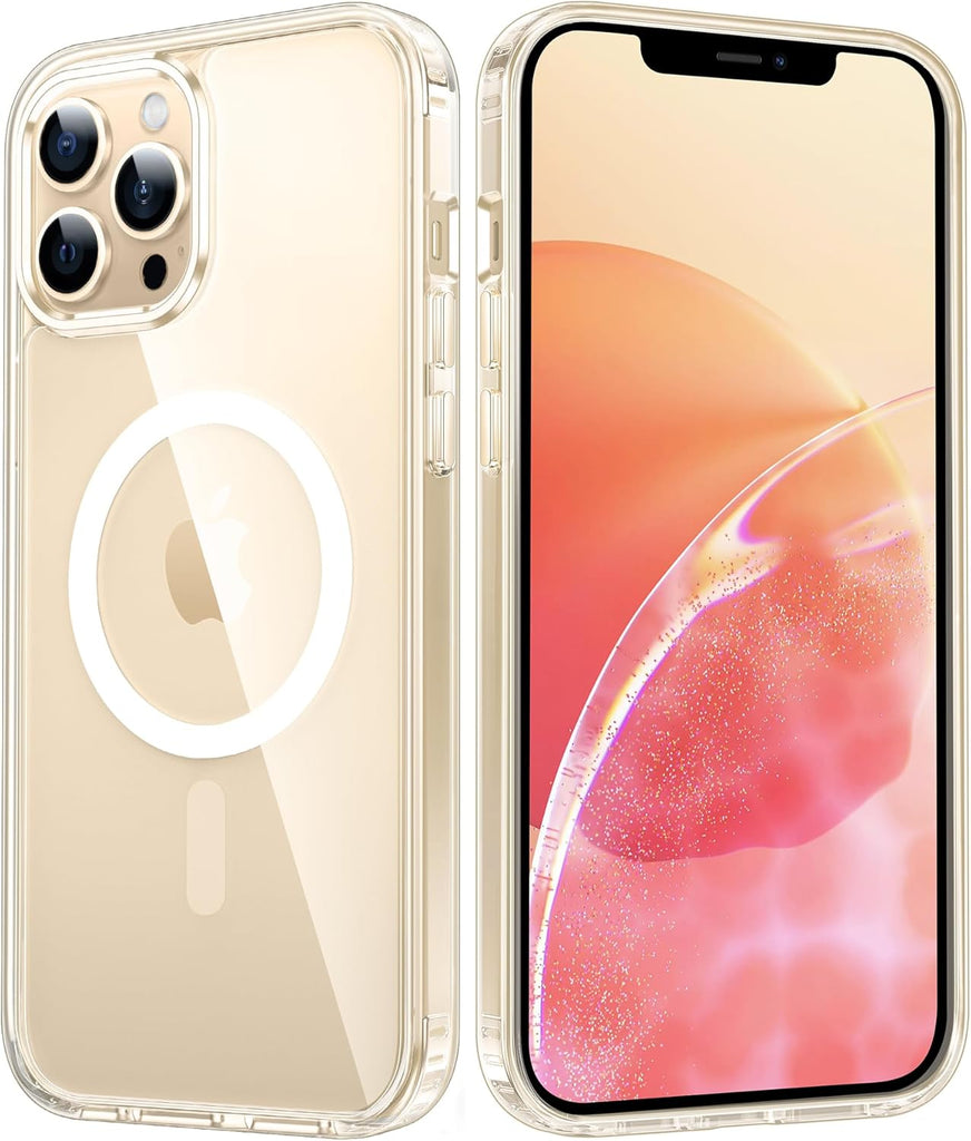 FNTCASE for iPhone 15 Case Clear: iPhone 14/13 Case Magnetic Phone Cases with Screen Protector Compatible with Magsafe Slim Anti Yellowing Rugged Protective Transparent Cell Cover (A-Clear)