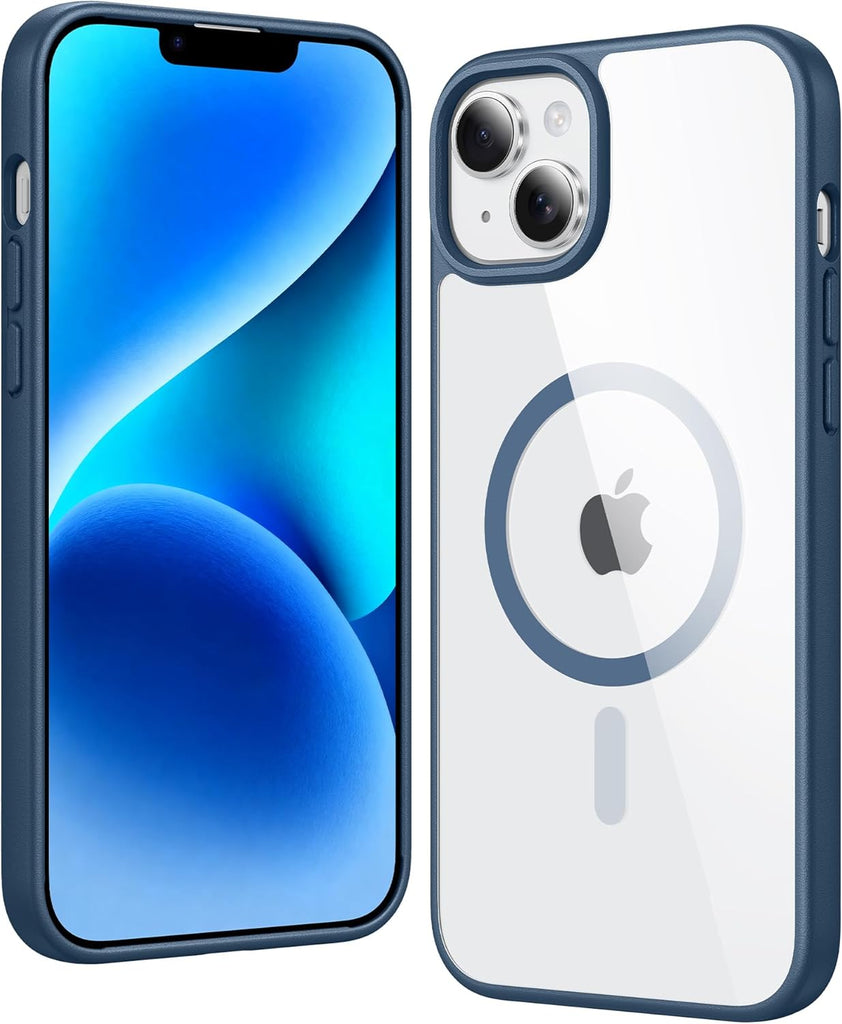 FNTCASE for iPhone 15 Case Clear: iPhone 14/13 Case Magnetic Phone Cases with Screen Protector Compatible with Magsafe Slim Anti Yellowing Rugged Protective Transparent Cell Cover (A-Clear)