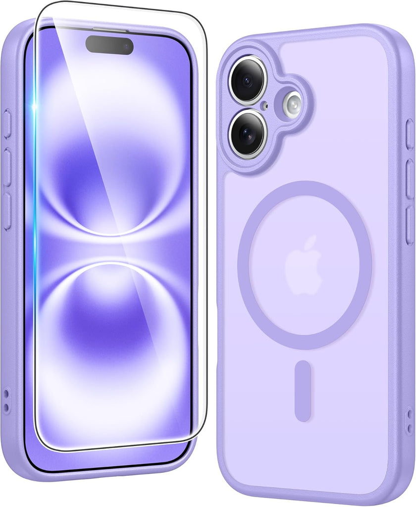 FNTCASE for iPhone 15 Case Clear: iPhone 14/13 Case Magnetic Phone Cases with Screen Protector Compatible with Magsafe Slim Anti Yellowing Rugged Protective Transparent Cell Cover (A-Clear)