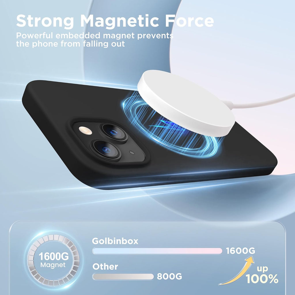 GolbinBox Magnetic for iPhone 13 Case & iPhone 14 Case, Compatible with MagSafe, [Soft Anti-Scratch Microfiber Lining], Slim Liquid Silicone Shockproof Protective Phone Case 6.1 inch, Chalk Pink