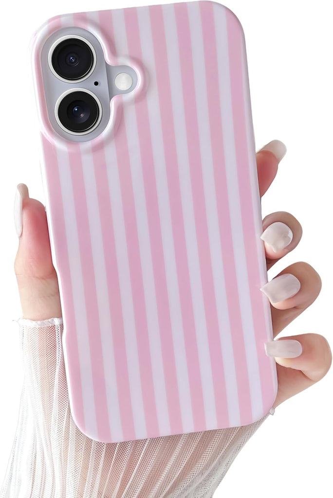Yeddabox for iPhone 14 Case Cute Striped Phone Case Soft TPU Slim Shockproof Phone Cover for Women Girls, Blue and White