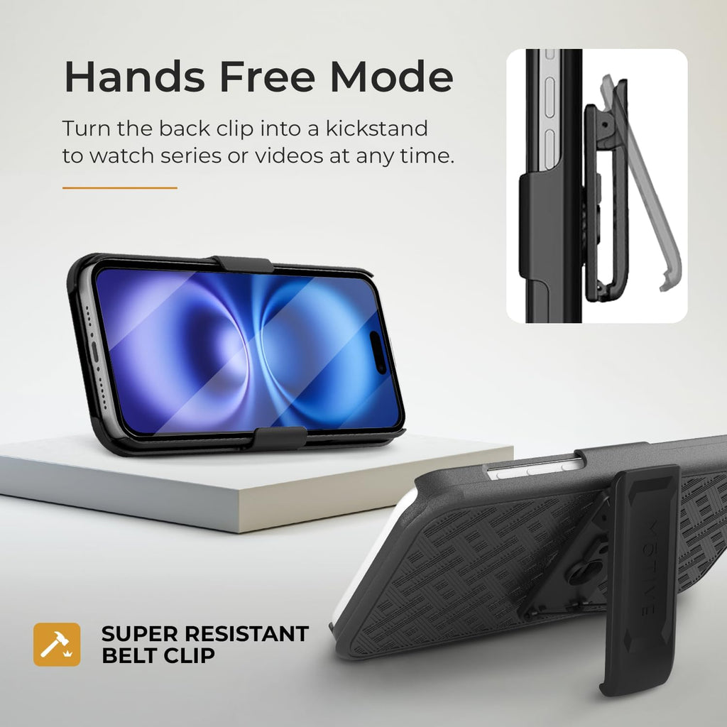 MOTIVE for iPhone 16 Holster Case, Belt Clip Case for Apple iPhone 16, Shell Holster Combo 16, Slim Rugged Drop Shockproof Protective Cover with Kickstand (6.1") | Ranger Series