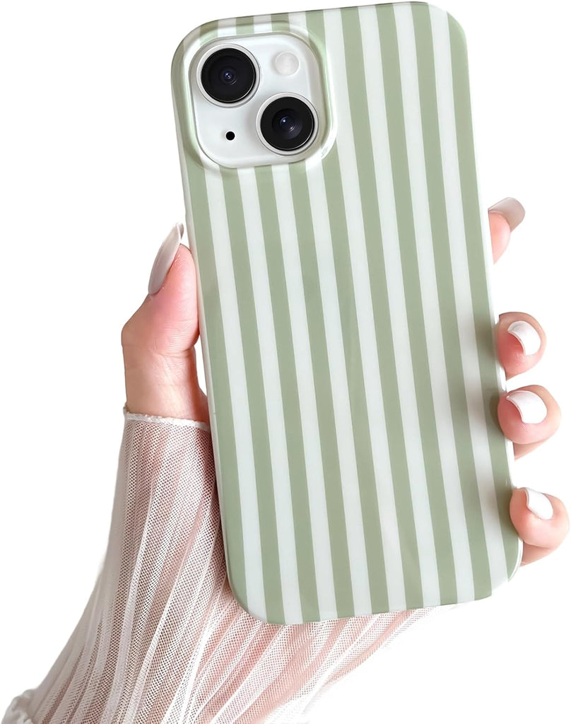 Yeddabox for iPhone 14 Case Cute Striped Phone Case Soft TPU Slim Shockproof Phone Cover for Women Girls, Blue and White