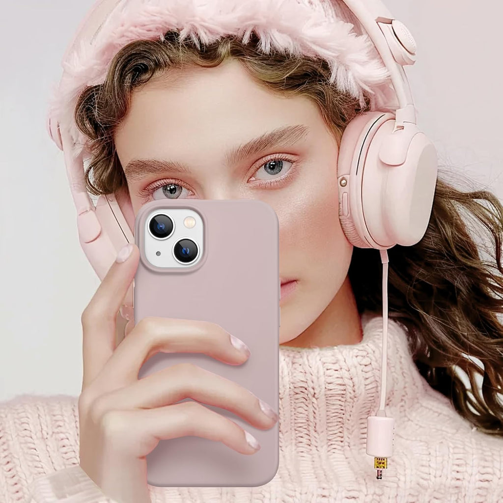 GolbinBox Magnetic for iPhone 13 Case & iPhone 14 Case, Compatible with MagSafe, [Soft Anti-Scratch Microfiber Lining], Slim Liquid Silicone Shockproof Protective Phone Case 6.1 inch, Chalk Pink