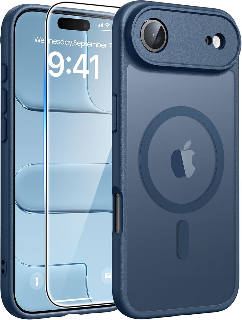 FNTCASE for iPhone 15 Case: for iPhone 14 & iPhone 13 Case | Magnetic Frosted Translucent Slim Shockproof Cell Phone Cover | Military Grade Protection Drop Proof Tough Protective Cases-LightPink 6.1”