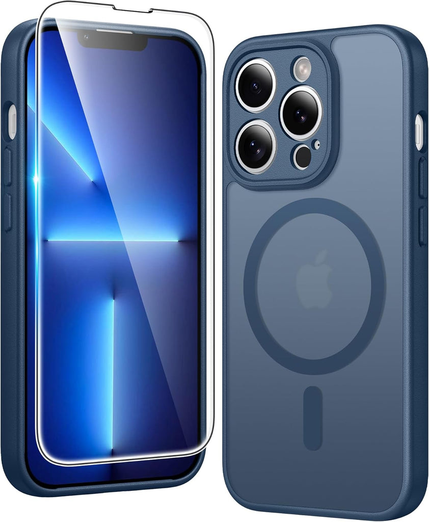 FNTCASE for iPhone 15 Case Clear: iPhone 14/13 Case Magnetic Phone Cases with Screen Protector Compatible with Magsafe Slim Anti Yellowing Rugged Protective Transparent Cell Cover (A-Clear)