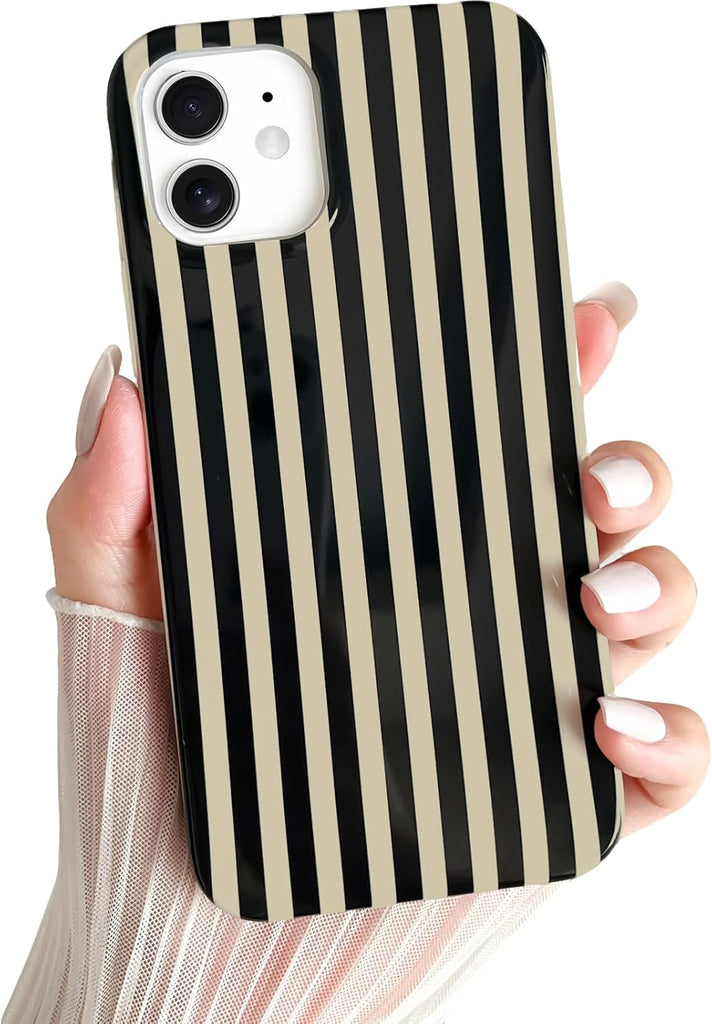 Yeddabox for iPhone 14 Case Cute Striped Phone Case Soft TPU Slim Shockproof Phone Cover for Women Girls, Blue and White