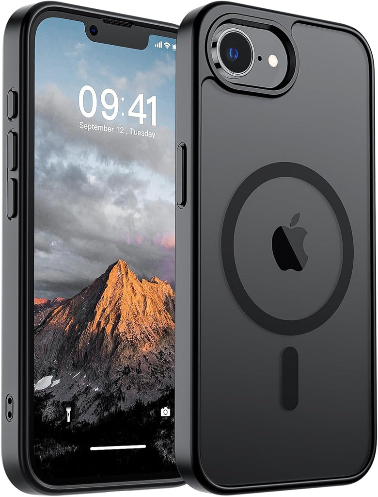 SUPFINE Magnetic for iPhone 14 Case & iPhone 13 Case (Compatible with MagSafe)(Military Grade Drop Protection) Translucent Matte Shockproof Phone Cover,Black