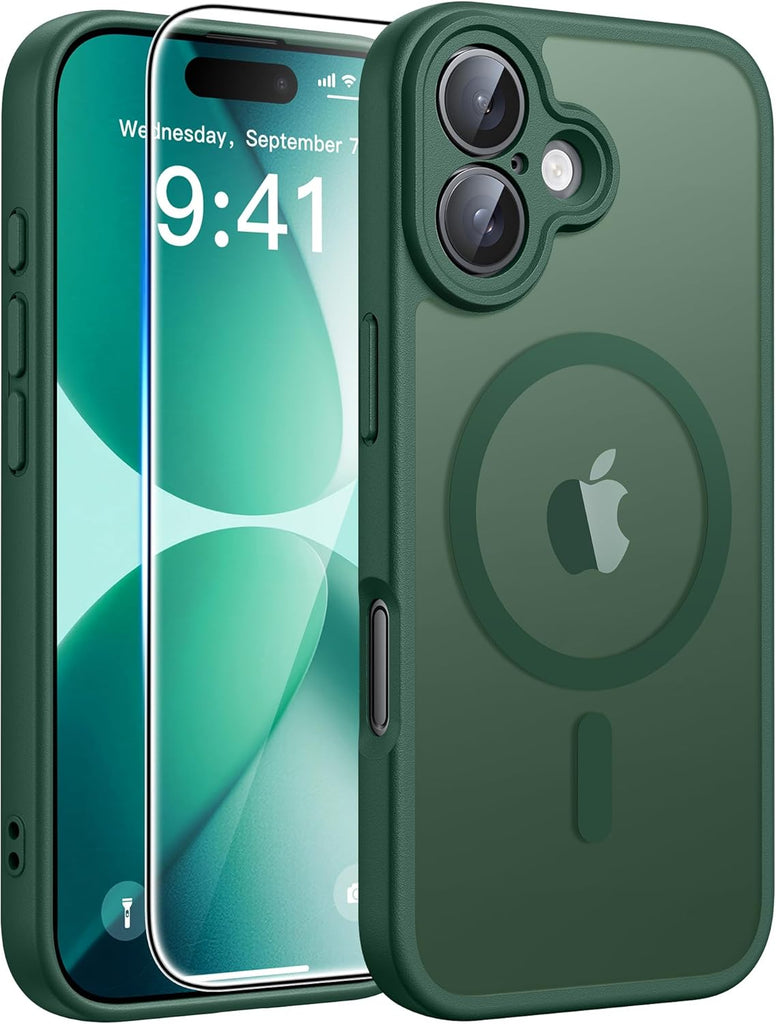 FNTCASE for iPhone 15 Case: for iPhone 14 & iPhone 13 Case | Magnetic Frosted Translucent Slim Shockproof Cell Phone Cover | Military Grade Protection Drop Proof Tough Protective Cases-LightPink 6.1”