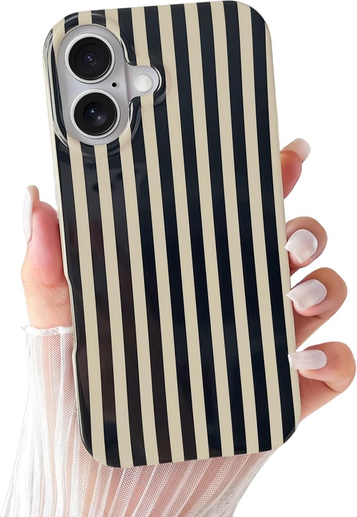 Yeddabox for iPhone 14 Case Cute Striped Phone Case Soft TPU Slim Shockproof Phone Cover for Women Girls, Blue and White