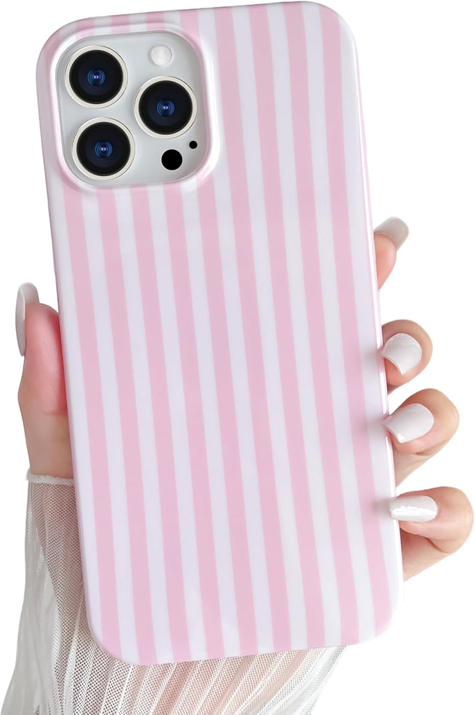 Yeddabox for iPhone 14 Case Cute Striped Phone Case Soft TPU Slim Shockproof Phone Cover for Women Girls, Blue and White