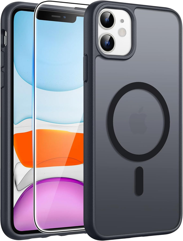 FNTCASE for iPhone 15 Case: for iPhone 14 & iPhone 13 Case | Magnetic Frosted Translucent Slim Shockproof Cell Phone Cover | Military Grade Protection Drop Proof Tough Protective Cases-LightPink 6.1”