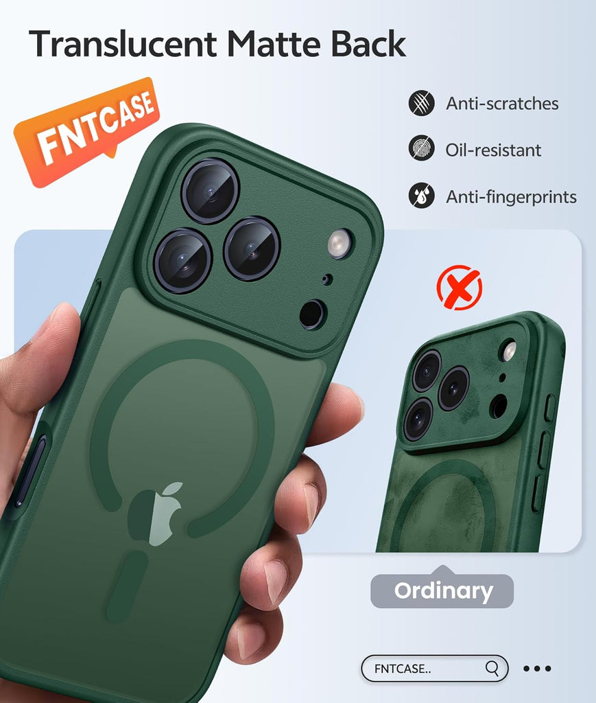 FNTCASE for iPhone 15 Case: for iPhone 14 & iPhone 13 Case | Magnetic Frosted Translucent Slim Shockproof Cell Phone Cover | Military Grade Protection Drop Proof Tough Protective Cases-LightPink 6.1”