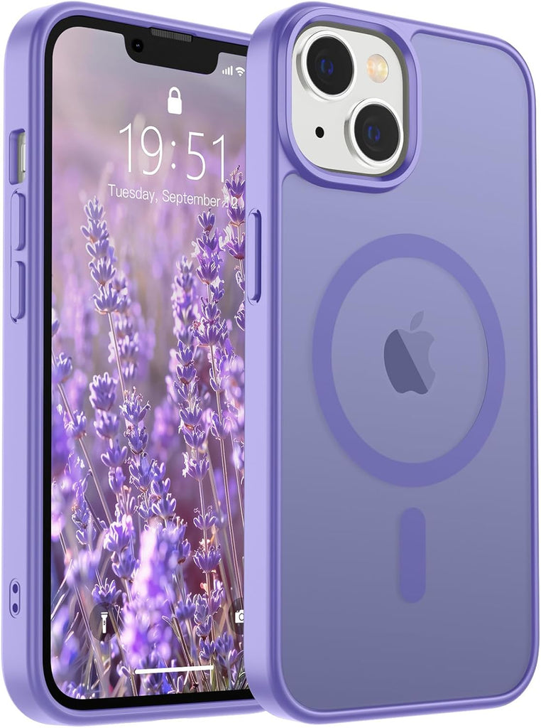 SUPFINE Magnetic for iPhone 14 Case & iPhone 13 Case (Compatible with MagSafe)(Military Grade Drop Protection) Translucent Matte Shockproof Phone Cover,Black