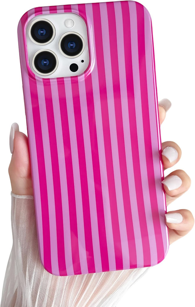 Yeddabox for iPhone 14 Case Cute Striped Phone Case Soft TPU Slim Shockproof Phone Cover for Women Girls, Blue and White