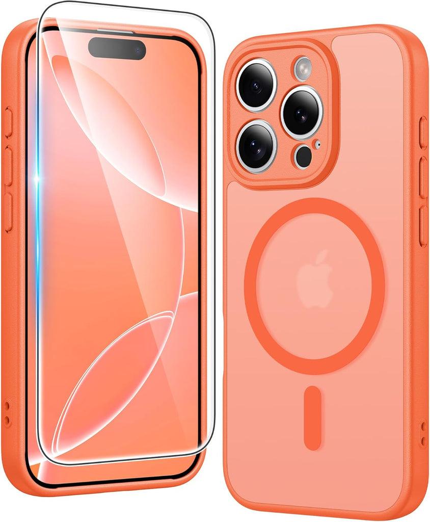 FNTCASE for iPhone 15 Case Clear: iPhone 14/13 Case Magnetic Phone Cases with Screen Protector Compatible with Magsafe Slim Anti Yellowing Rugged Protective Transparent Cell Cover (A-Clear)