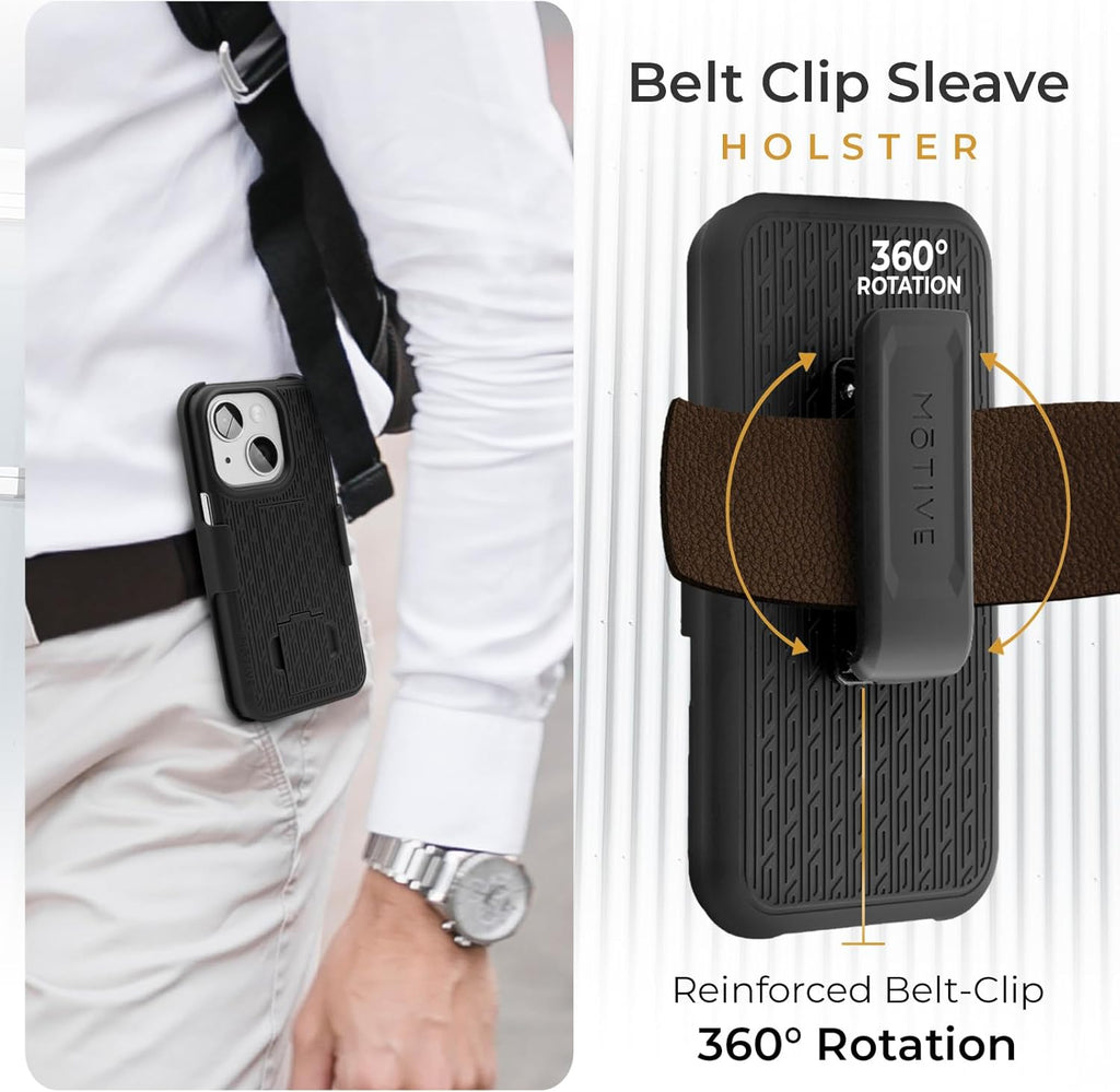 MOTIVE for iPhone 16 Holster Case, Belt Clip Case for Apple iPhone 16, Shell Holster Combo 16, Slim Rugged Drop Shockproof Protective Cover with Kickstand (6.1") | Ranger Series