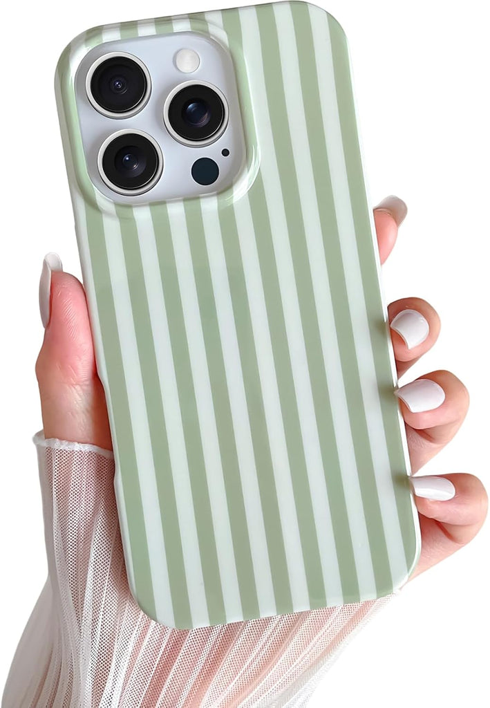 Yeddabox for iPhone 14 Case Cute Striped Phone Case Soft TPU Slim Shockproof Phone Cover for Women Girls, Blue and White