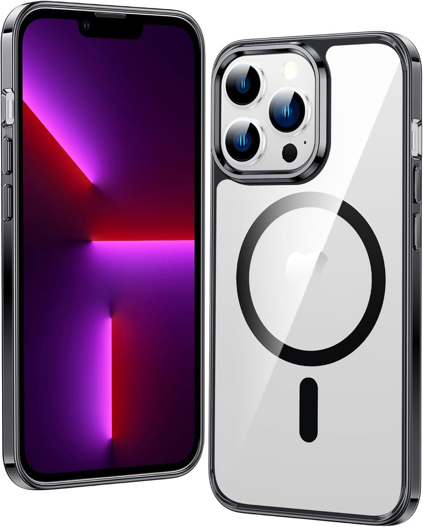FNTCASE for iPhone 15 Case Clear: iPhone 14/13 Case Magnetic Phone Cases with Screen Protector Compatible with Magsafe Slim Anti Yellowing Rugged Protective Transparent Cell Cover (A-Clear)
