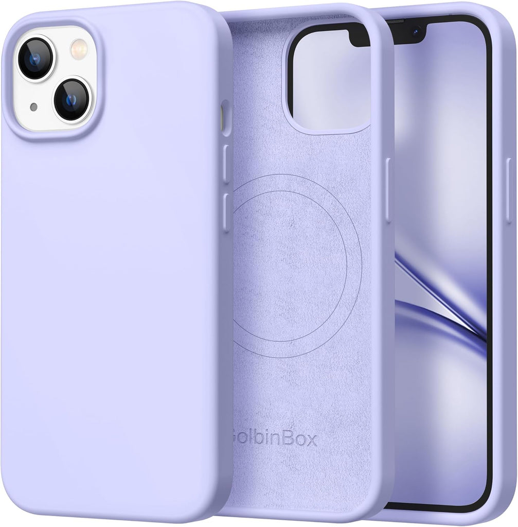 GolbinBox Magnetic for iPhone 13 Case & iPhone 14 Case, Compatible with MagSafe, [Soft Anti-Scratch Microfiber Lining], Slim Liquid Silicone Shockproof Protective Phone Case 6.1 inch, Chalk Pink