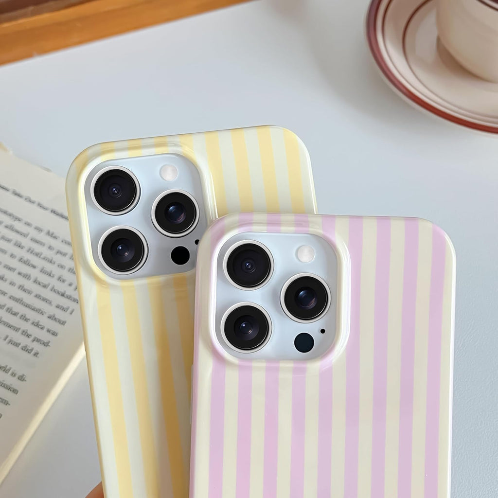 Yeddabox for iPhone 14 Case Cute Striped Phone Case Soft TPU Slim Shockproof Phone Cover for Women Girls, Blue and White