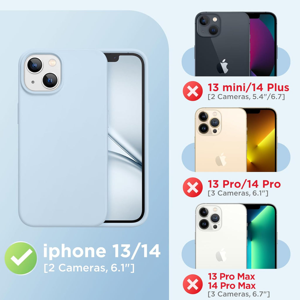 GolbinBox Magnetic for iPhone 13 Case & iPhone 14 Case, Compatible with MagSafe, [Soft Anti-Scratch Microfiber Lining], Slim Liquid Silicone Shockproof Protective Phone Case 6.1 inch, Chalk Pink